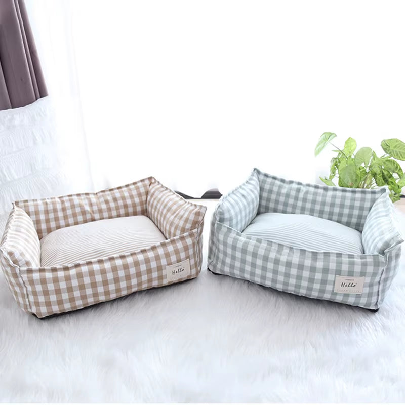 Soft Warm Pet Dog Bed Cat Bed Removable Washable Cotton Linen Nest Small Medium Large Dogs Comfortable Sleeping Mat Pet Supplies